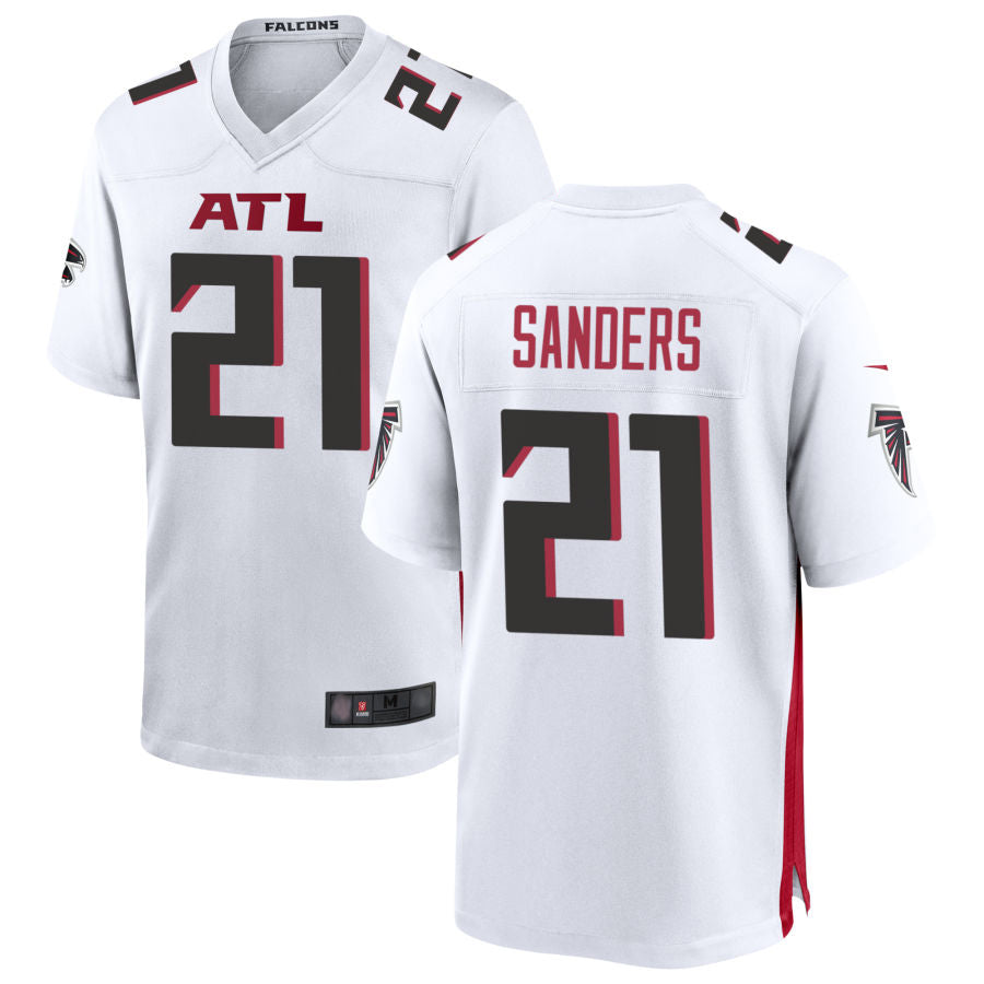 Rebec A.Falcons #21 Deion Sanders Player White Home Game Stitched Jerseys