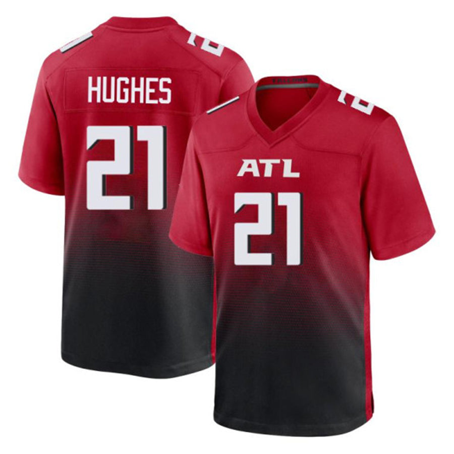 Rebec A.Falcons #21 Mike Hughes Player Red Home Game Stitched Jerseys