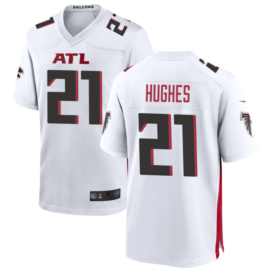 Rebec A.Falcons #21 Mike Hughes Player White Home Game Stitched Jerseys