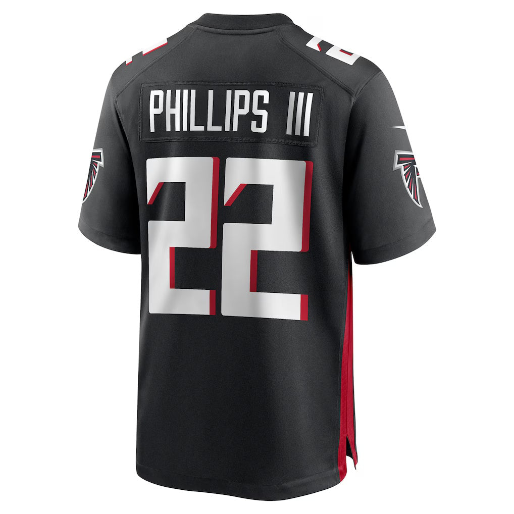 Rebec A.Falcons #22 Clark Phillips III Black Team Game Jersey