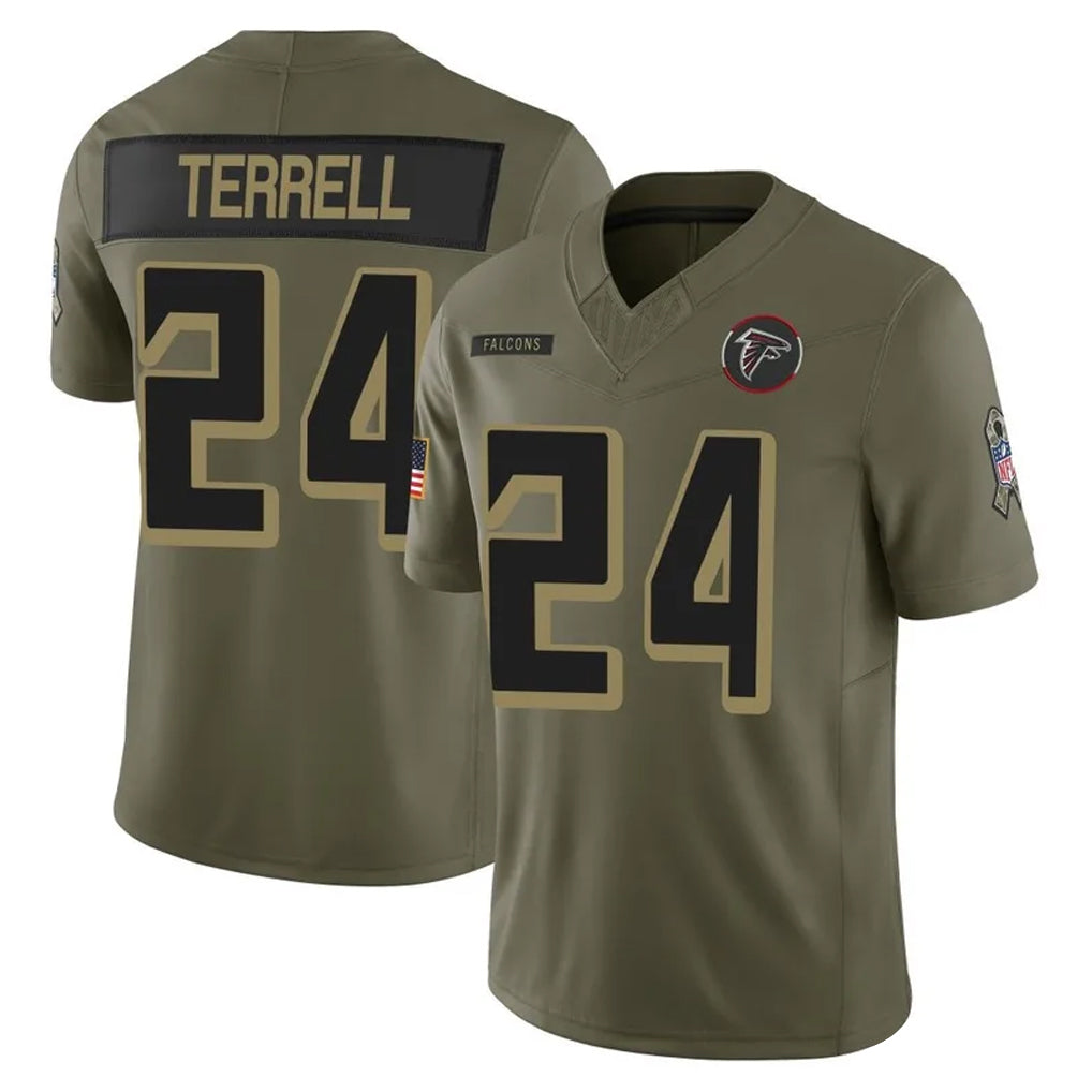 Rebec A.Falcons #24 A.J. Terrell Jr. Player Olive Salute To Service Limited Home Game Stitched Jerseys