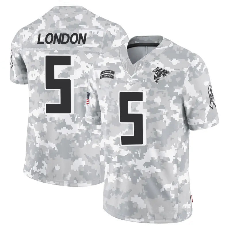 Rebec A.Falcons #5 Drake London Player Arctic Camo Salute to Service Limited Stitched Jerseys