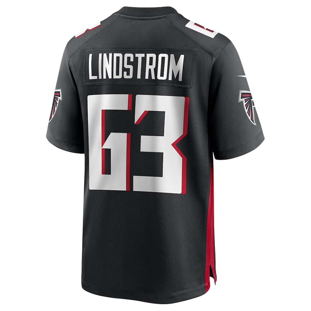 Rebec A.Falcons #63 Chris Lindstrom Player Black Home Game Stitched Jerseys