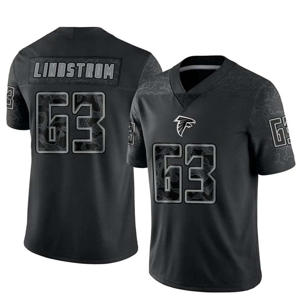 Rebec A.Falcons #63 Chris Lindstrom Player Black RFLCTV Limited Stitched Jerseys