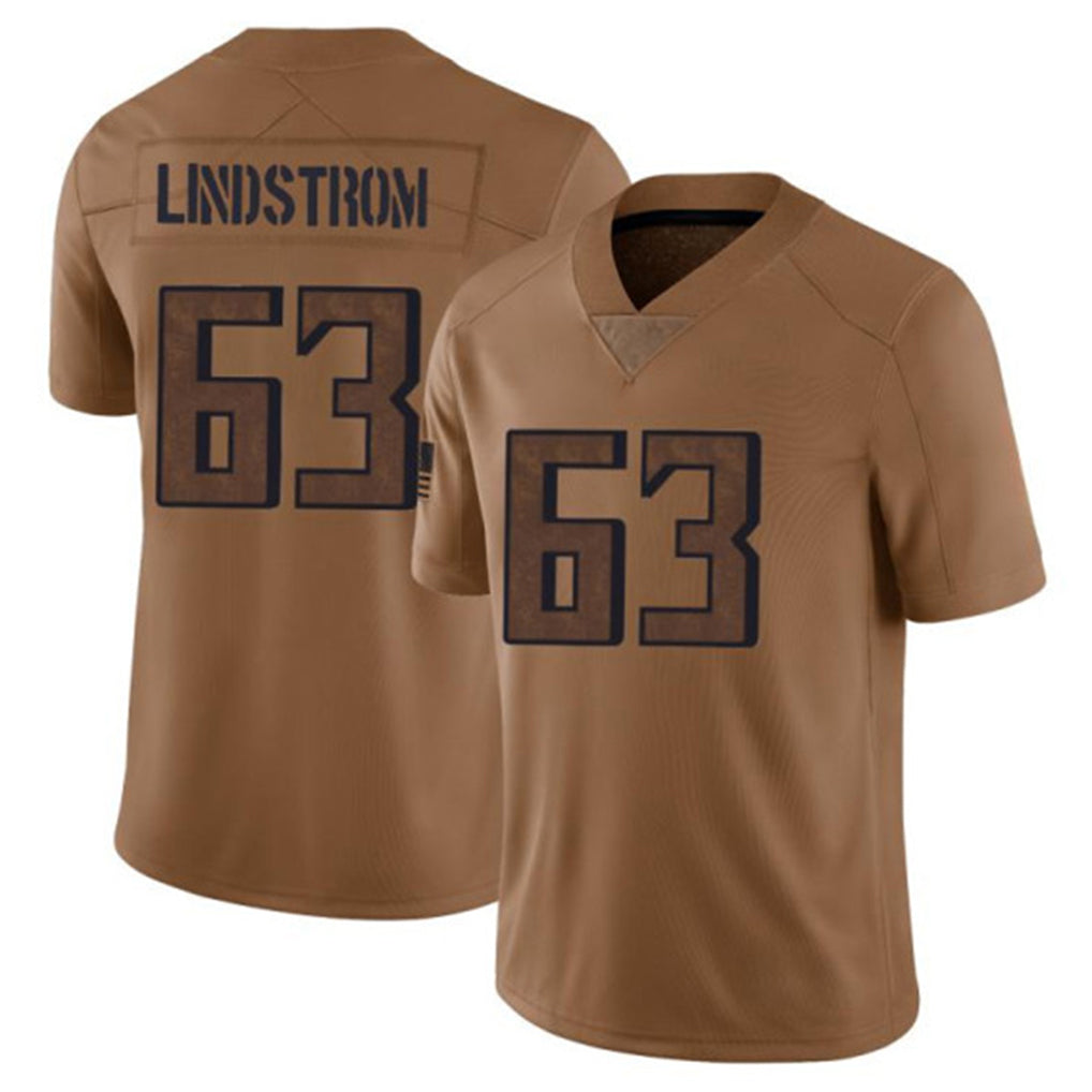 Rebec A.Falcons #63 Chris Lindstrom Player Brown Salute To Service Limited Stitched Jerseys