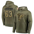 Rebec A.Falcons #63 Chris Lindstrom Player Olive Salute to Service Club Fleece Hoodie Stitched Jerseys