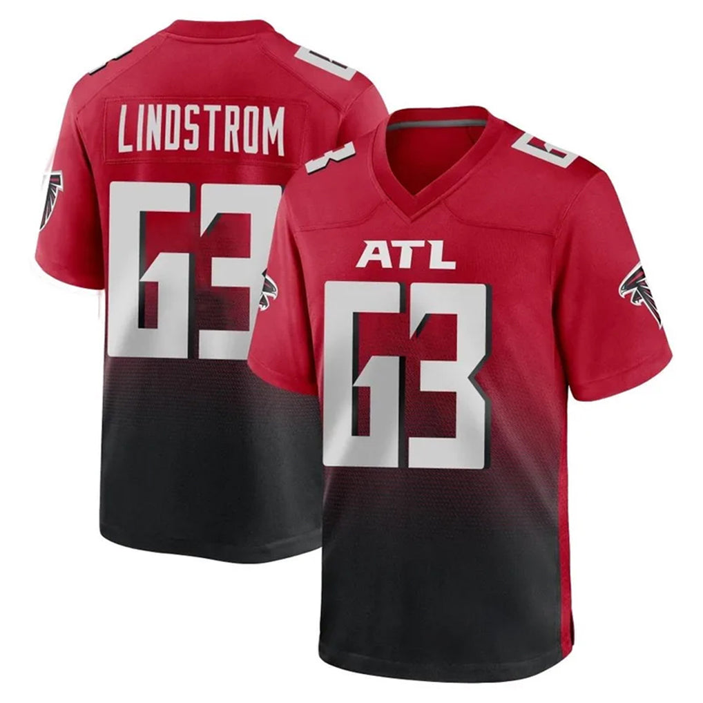 Rebec A.Falcons #63 Chris Lindstrom Player Red Home Game Stitched Jerseys