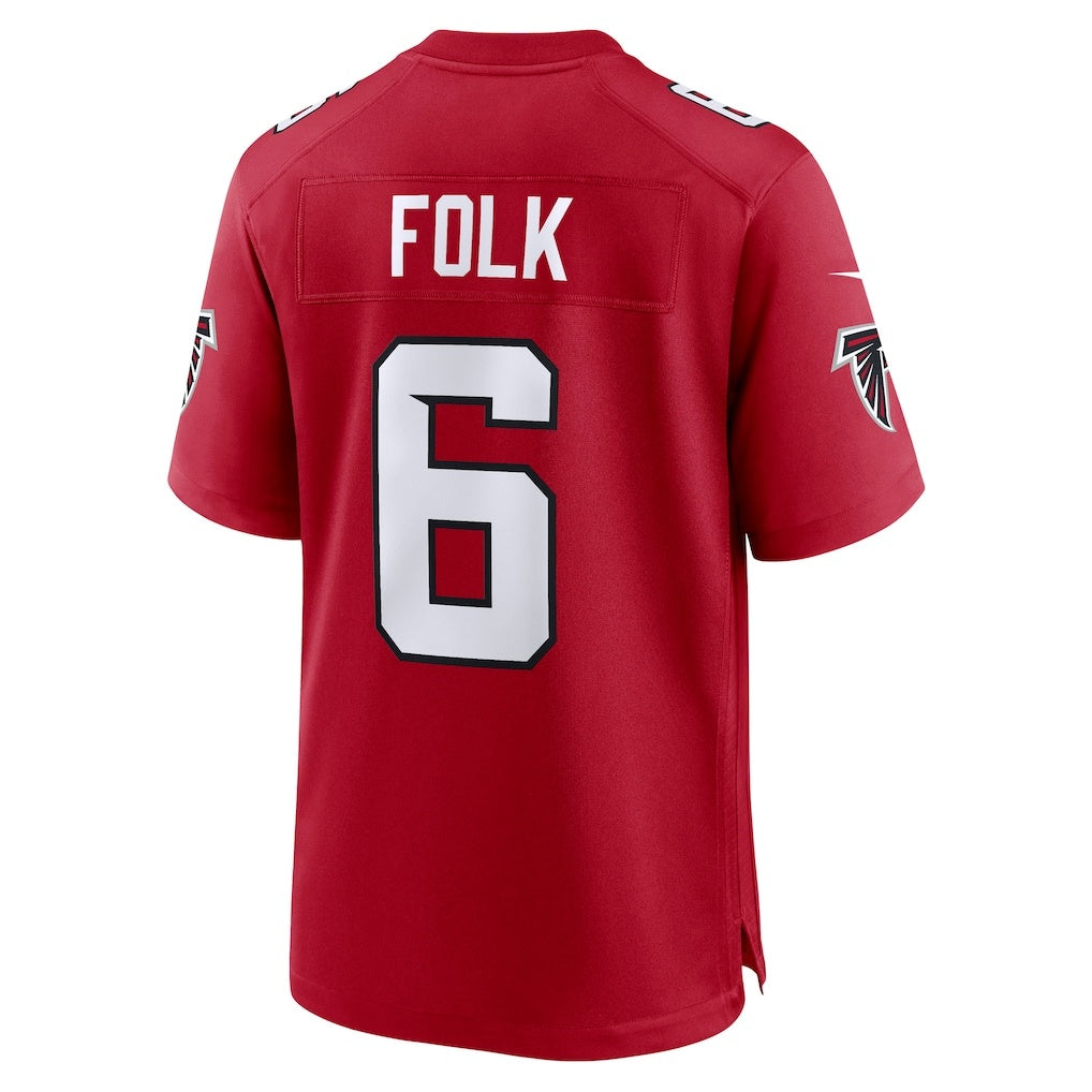 Rebec A.Falcons #6 Nick Folk Red Team Game Jersey