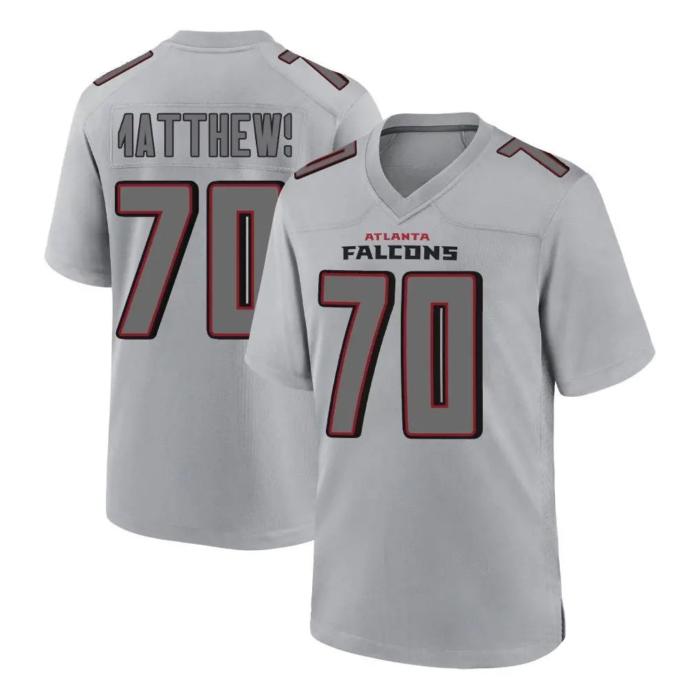 Rebec A.Falcons #70 Jake Matthews Branch Player Gray Fashion Home Game Stitched Jerseys
