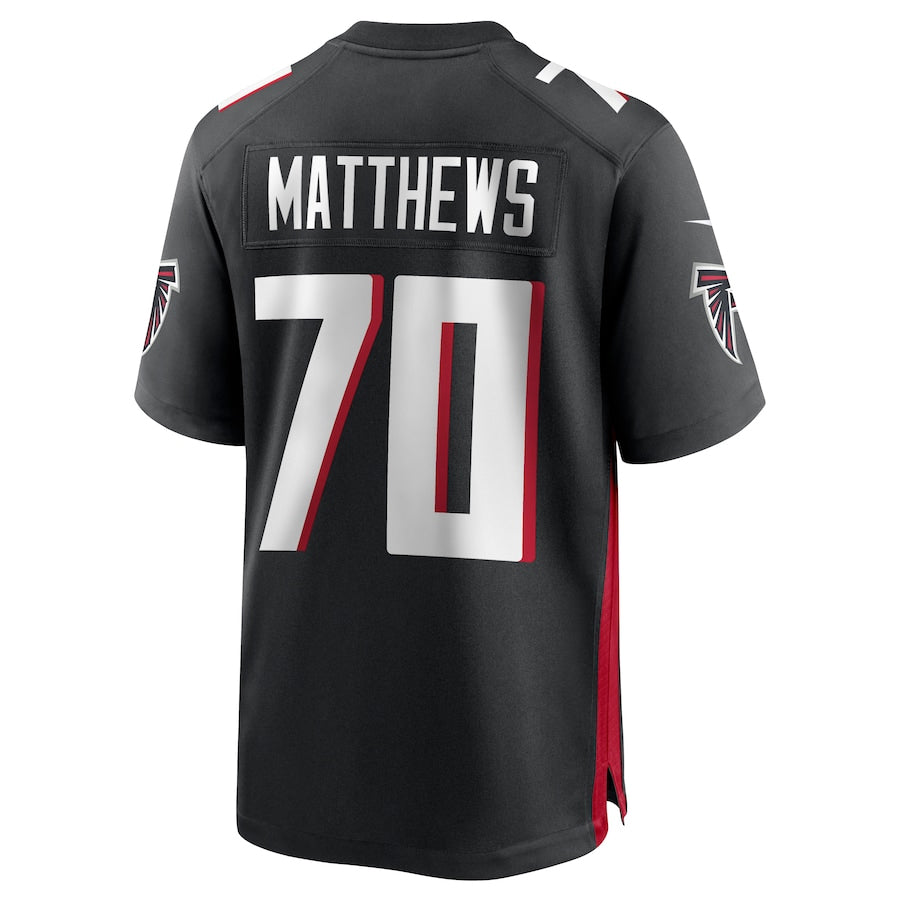 Rebec A.Falcons #70 Jake Matthews Player Black Home Game Stitched Jerseys