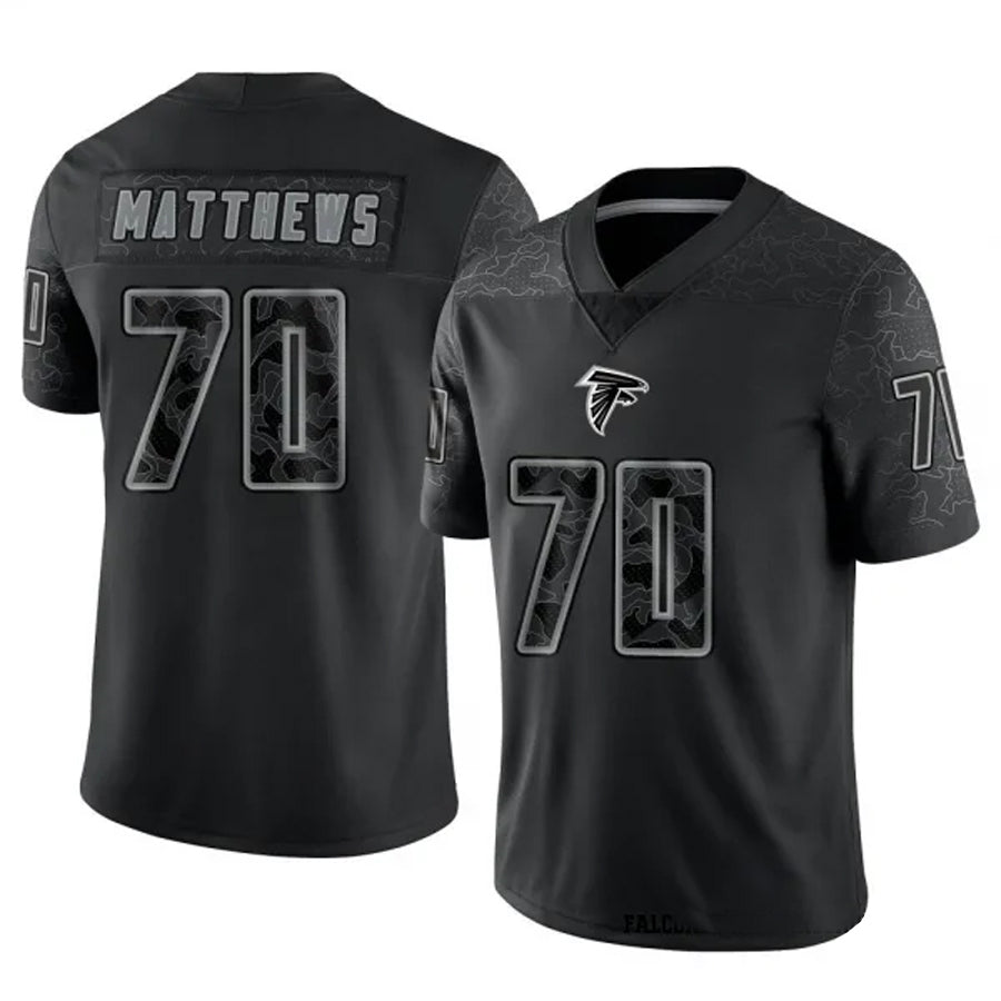 Rebec A.Falcons #70 Jake Matthews Player Black RFLCTV Limited Stitched Jerseys