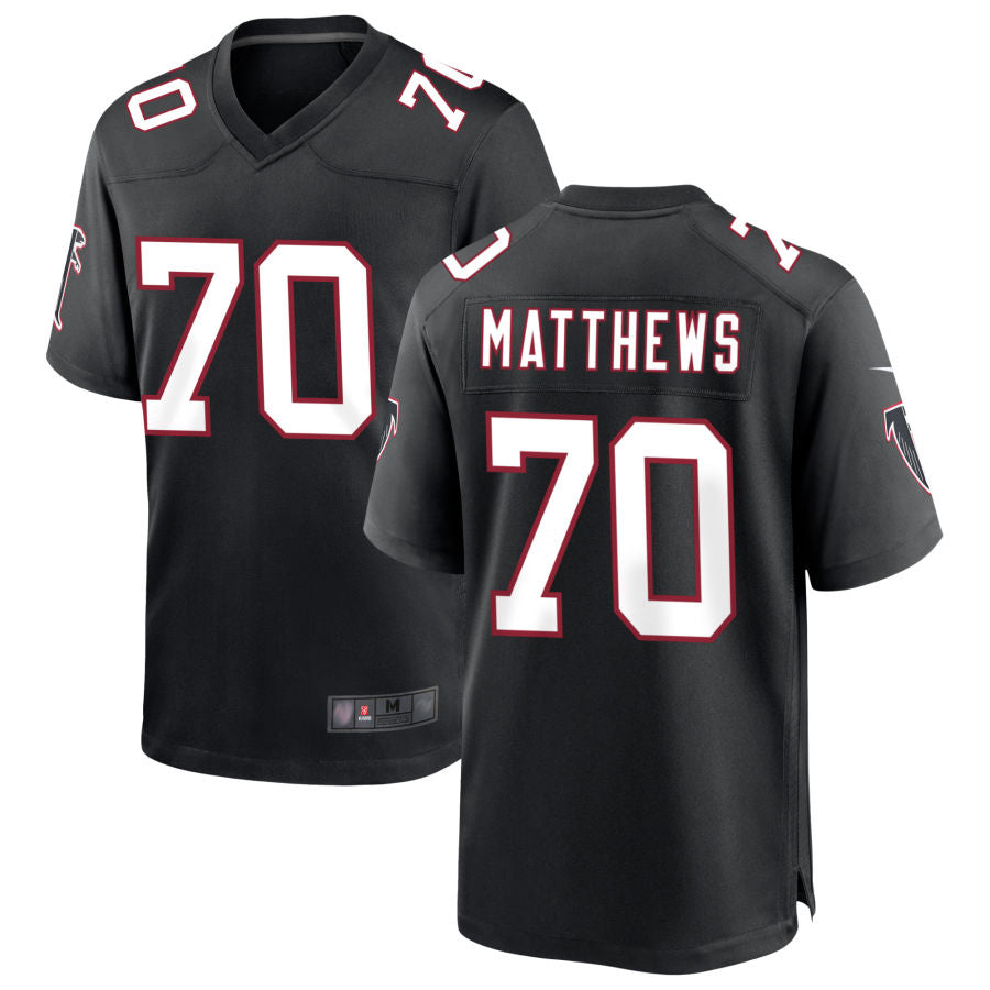 Rebec A.Falcons #70 Jake Matthews Player Black Throwback Game Stitched Jerseys