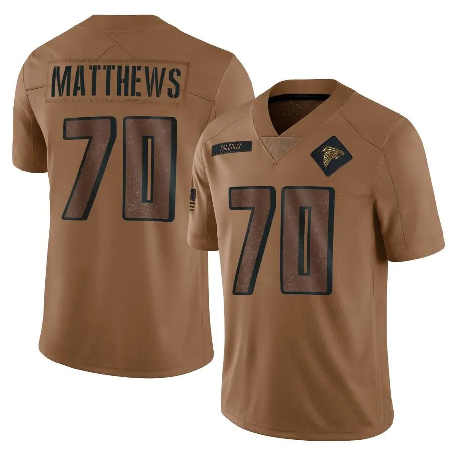 Rebec A.Falcons #70 Jake Matthews Player Brown Salute To Service Limited Stitched Jerseys