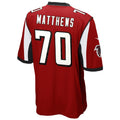 Rebec A.Falcons #70 Jake Matthews Player Red Game Stitched Jerseys