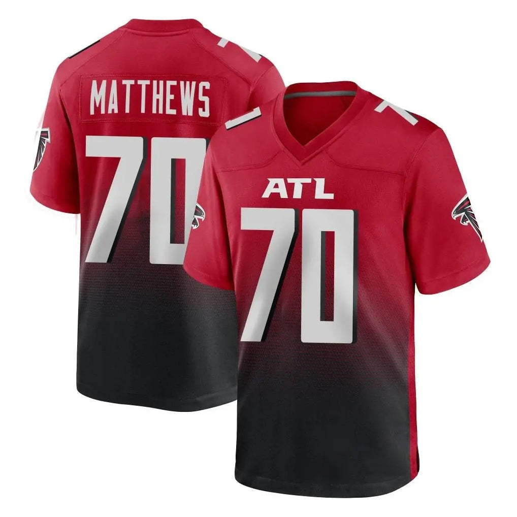 Rebec A.Falcons #70 Jake Matthews Player Red Home Game Stitched Jerseys