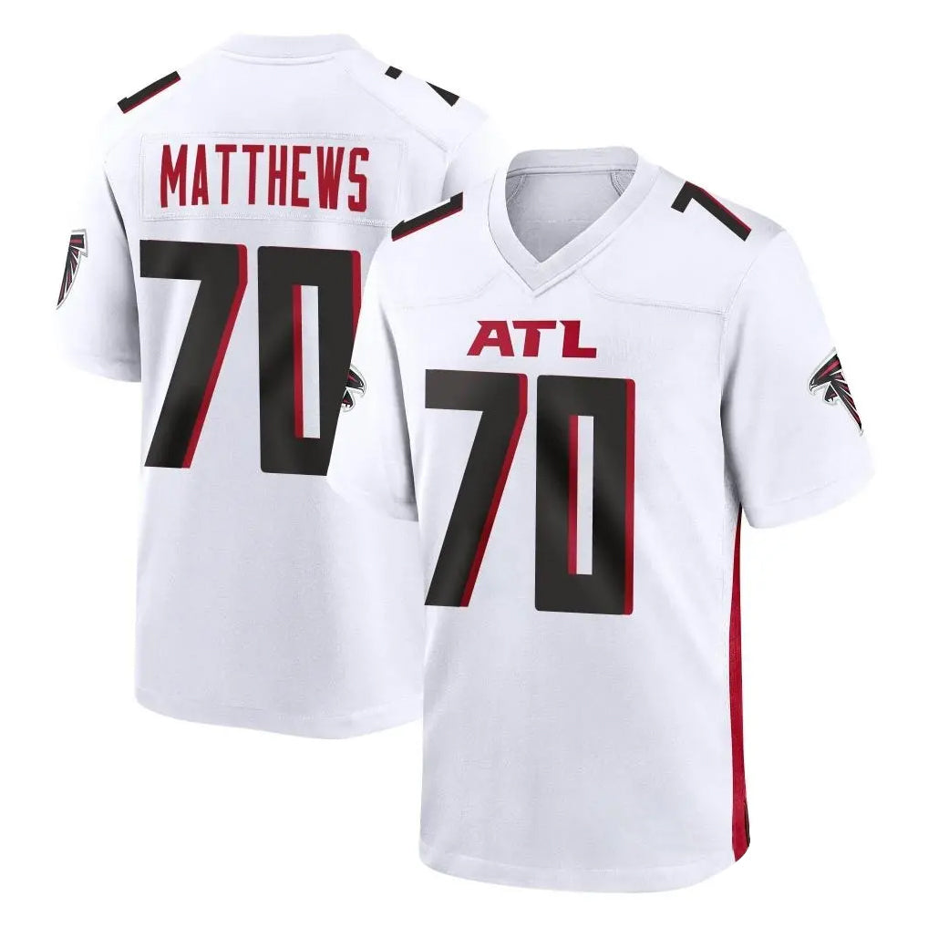 Rebec A.Falcons #70 Jake Matthews Player White Home Game Stitched Jerseys