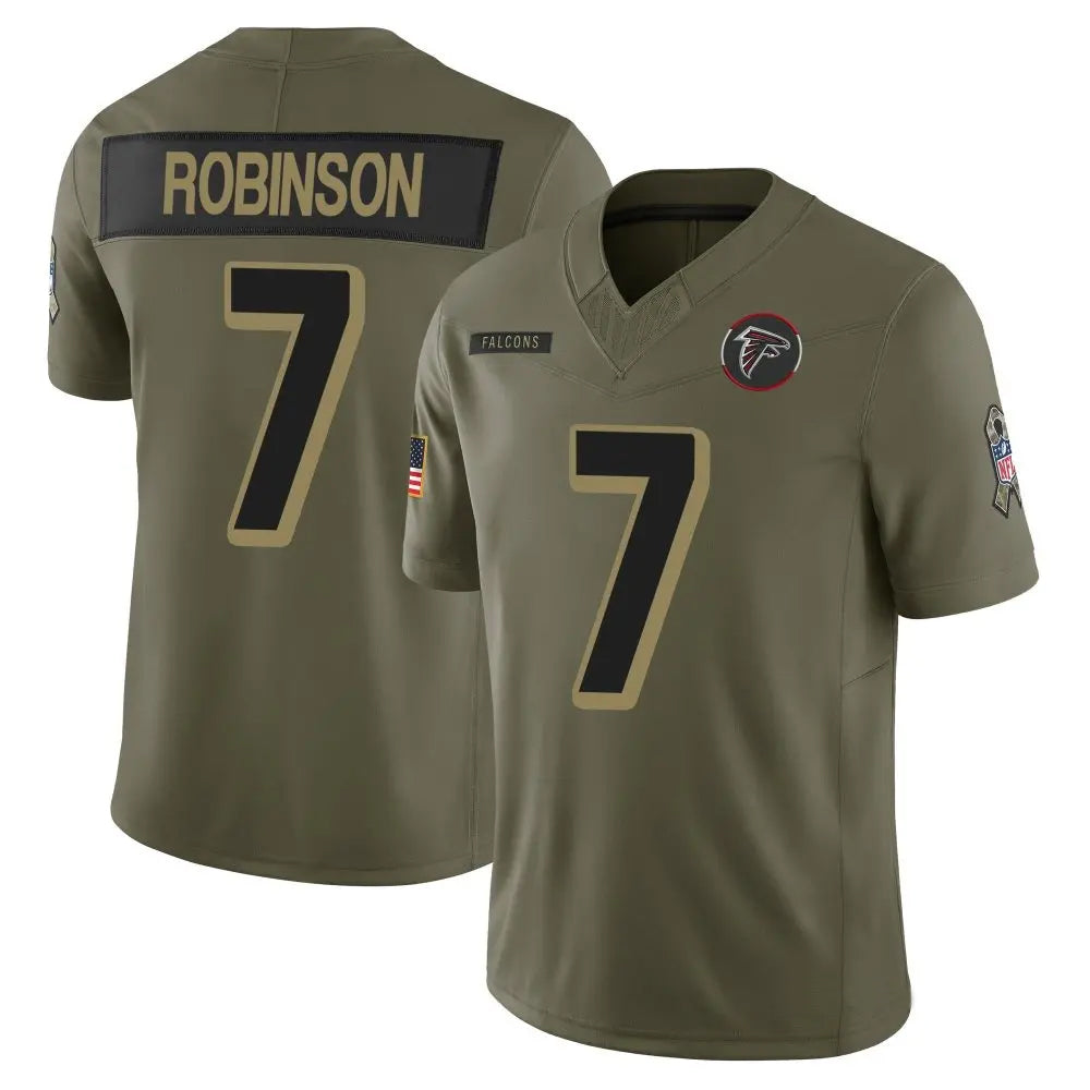 Rebec A.Falcons #7 Bijan Robinson Player Olive 2025 Salute To Service Limited Stitched Jerseys