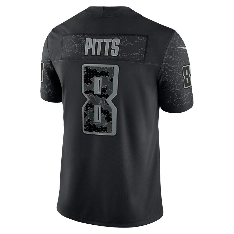 Rebec A.Falcons #8 Kyle Pitts Sr. Player Black RFLCTV Limited Stitched Jerseys