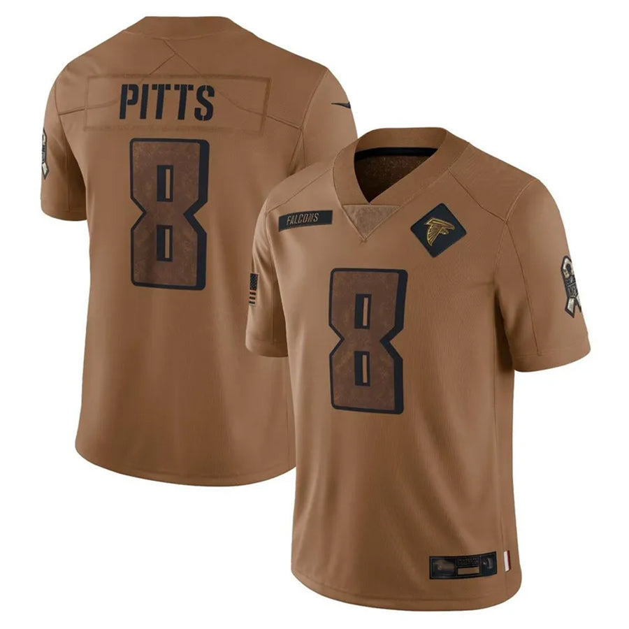 Rebec A.Falcons #8 Kyle Pitts Sr. Player Brown Salute To Service Limited Stitched Jerseys