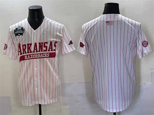 Rebec A.Razorbacks Blank White Pinstripe 2025 World Series Stitched American College Jerseys