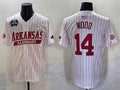 Rebec A.Razorbacks #14 Gage Wood White Pinstripe 2025 World Series Stitched American College Jerseys