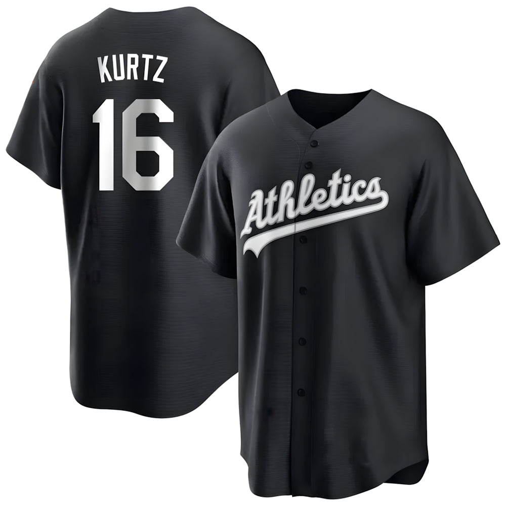 Rebec Athletics #16 Nick Kurtz Player Black Game Stitched Jerseys