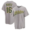 Rebec Athletics #16 Nick Kurtz Player Gray Home Game Stitched Jerseys
