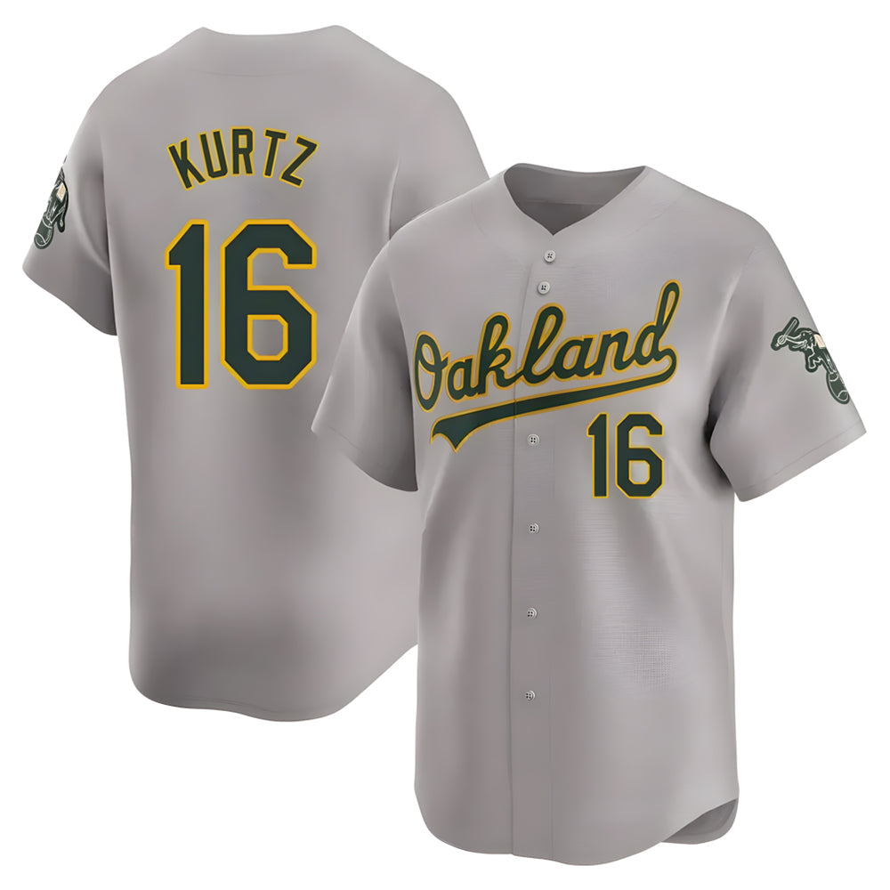 Rebec Athletics #16 Nick Kurtz Player Grey Home Limited Stitched Jerseys
