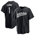 Rebec Athletics #1 Denzel Clarke player Black&White Replica Stitched Jersey