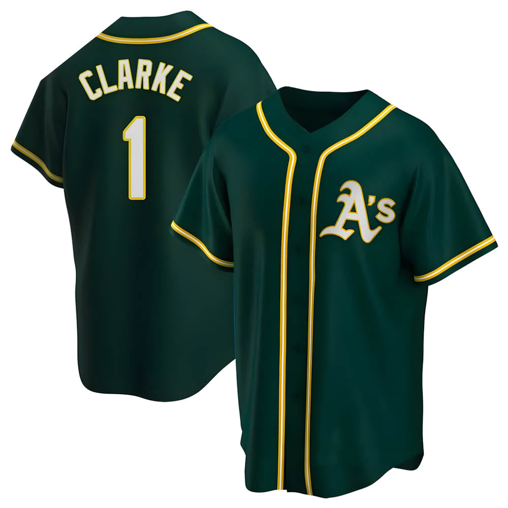Rebec Athletics #1 Denzel Clarke player Green Replica Alternate Stitched Jersey