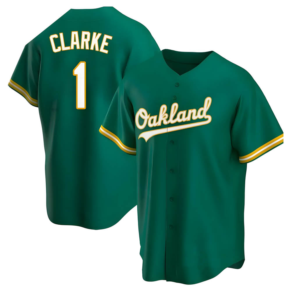 Rebec Athletics #1 Denzel Clarke player Green Replica Kelly Alternate Stitched Jersey
