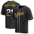 Rebec Athletics #21 Tyler Soderstrom Player Black Golden Replica Alternate Stitched Jersey