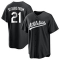 Rebec Athletics #21 Tyler Soderstrom Player Black&White Replica Stitched Jersey