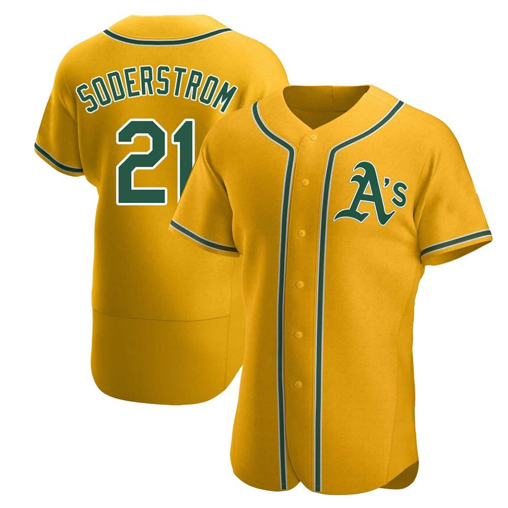 Rebec Athletics #21 Tyler Soderstrom Player Gold Authentic Alternate Stitched Jersey