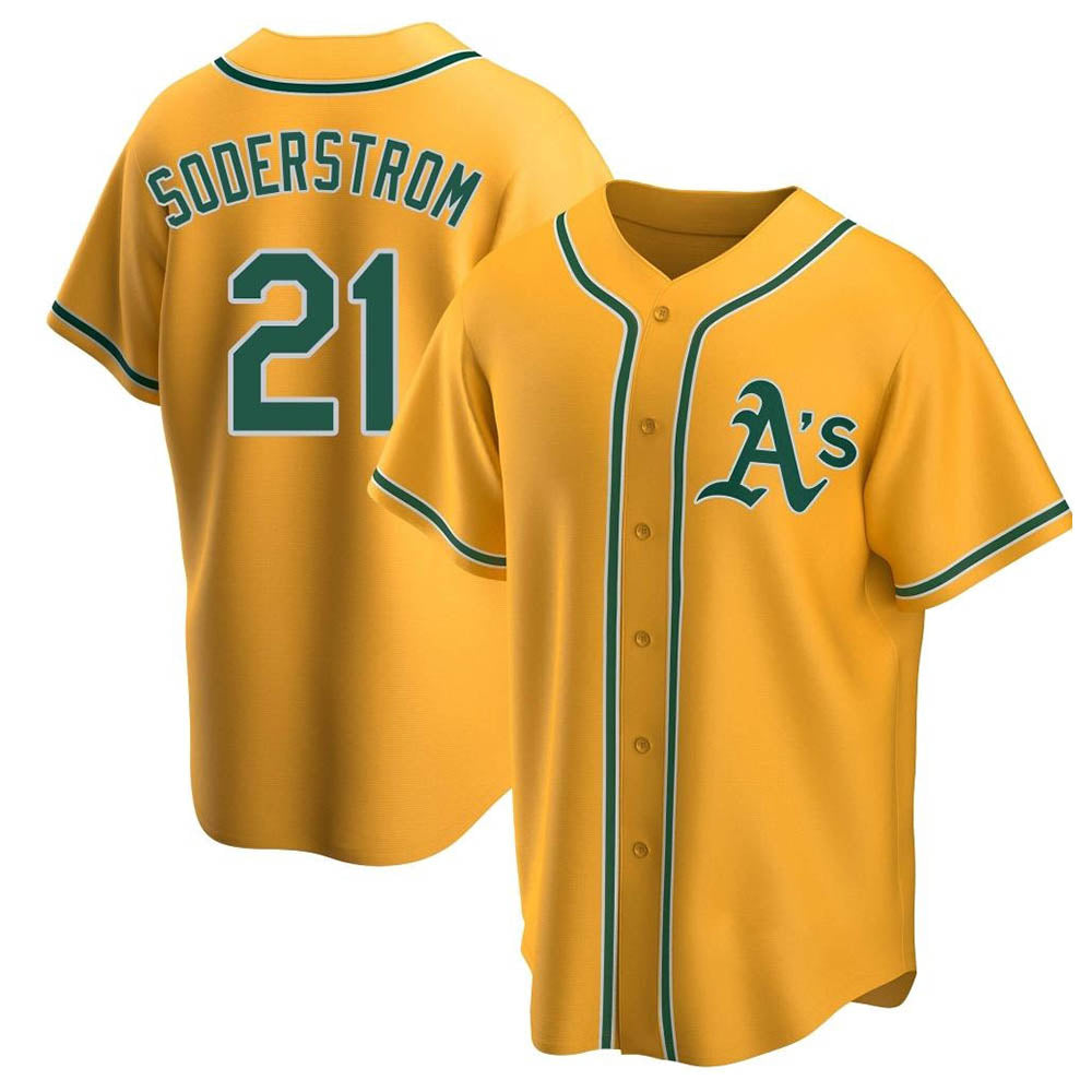 Rebec Athletics #21 Tyler Soderstrom Player Gold Replica Alternate Stitched Jersey
