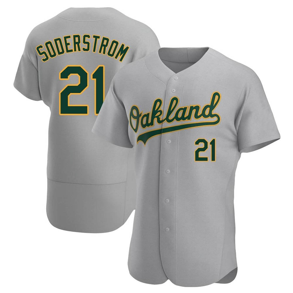 Rebec Athletics #21 Tyler Soderstrom Player Gray Authentic Road Stitched Jersey