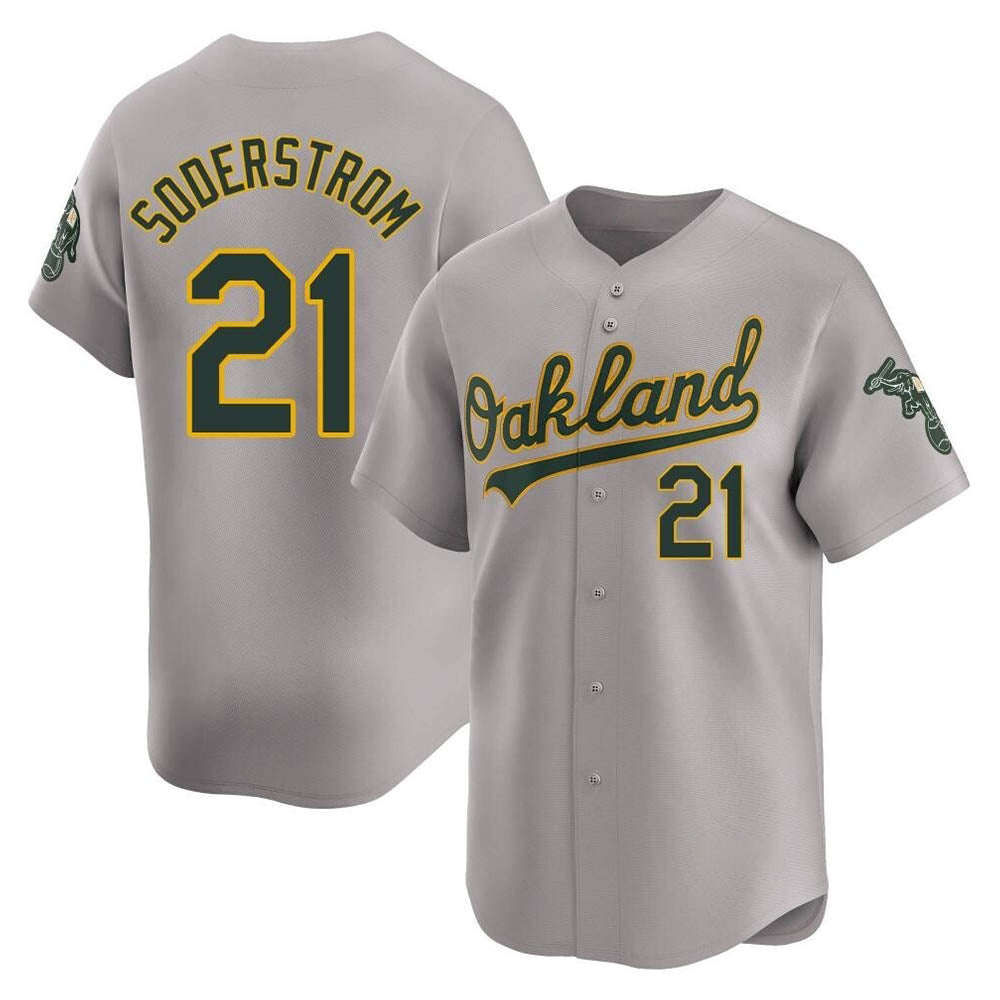 Rebec Athletics #21 Tyler Soderstrom Player Gray Limited Away Stitched Jersey