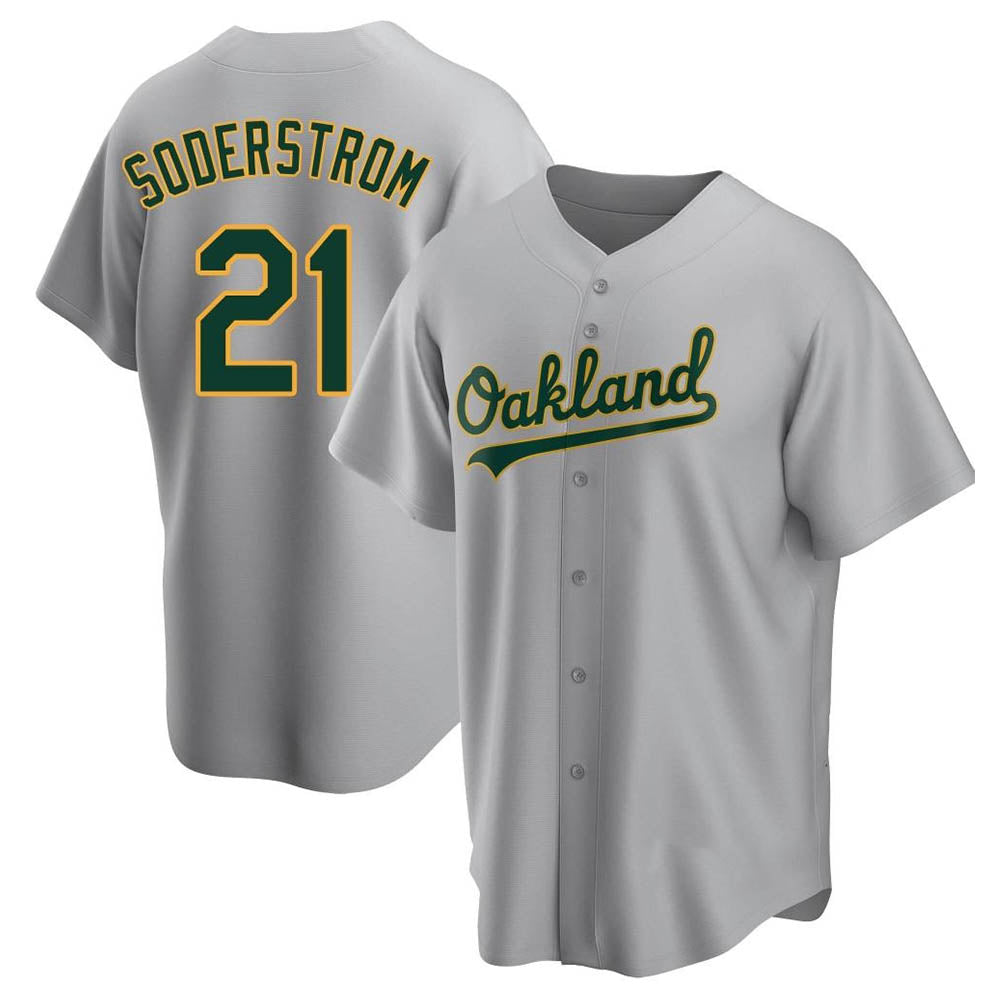 Rebec Athletics #21 Tyler Soderstrom Player Gray Replica Road Stitched Jersey