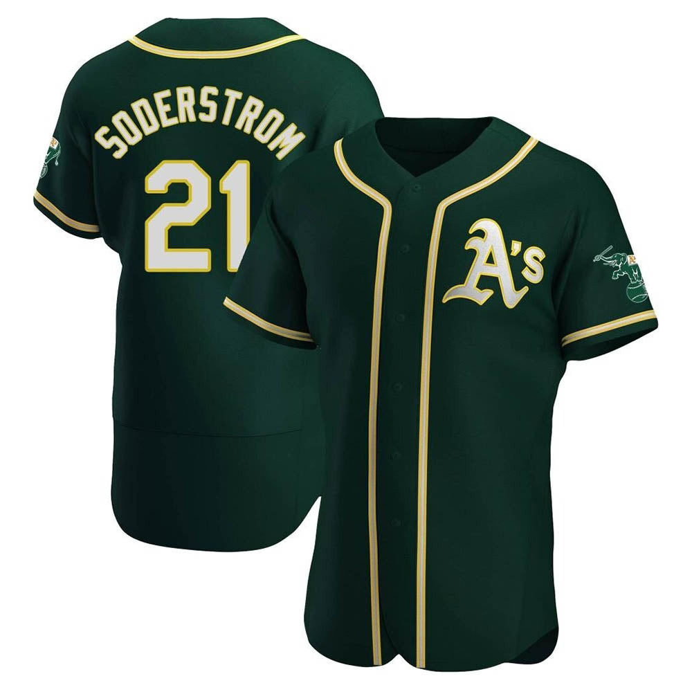 Rebec Athletics #21 Tyler Soderstrom Player Green Authentic Alternate Stitched Jersey