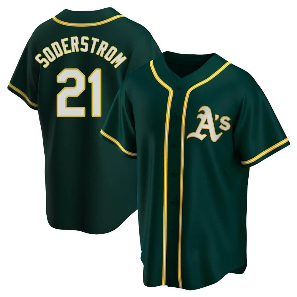 Rebec Athletics #21 Tyler Soderstrom Player Green Replica Alternate Stitched Jersey
