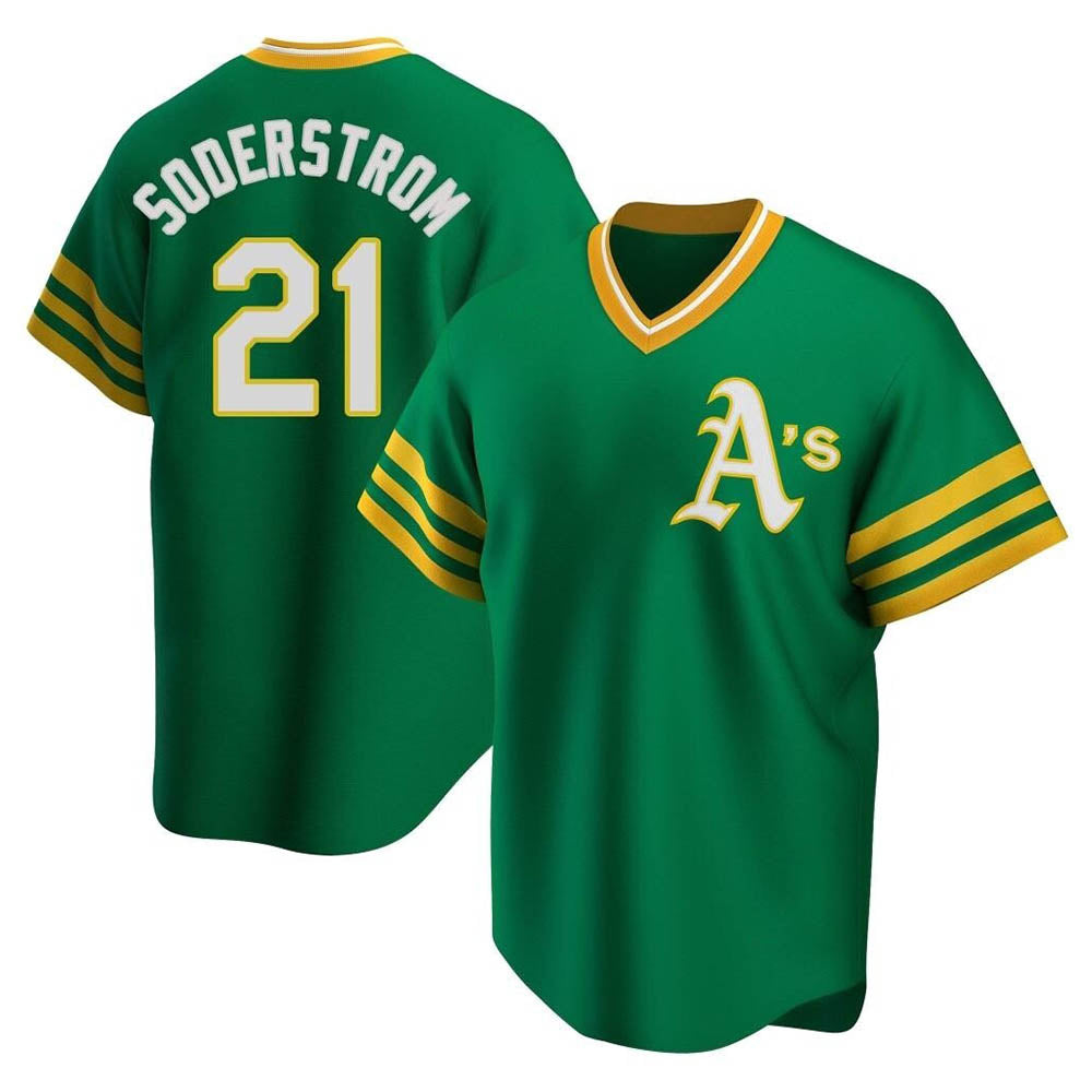 Rebec Athletics #21 Tyler Soderstrom Player Green Replica Cooperstown Collection Stitched Jersey