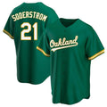 Rebec Athletics #21 Tyler Soderstrom Player Green Replica Kelly Alternate Stitched Jersey