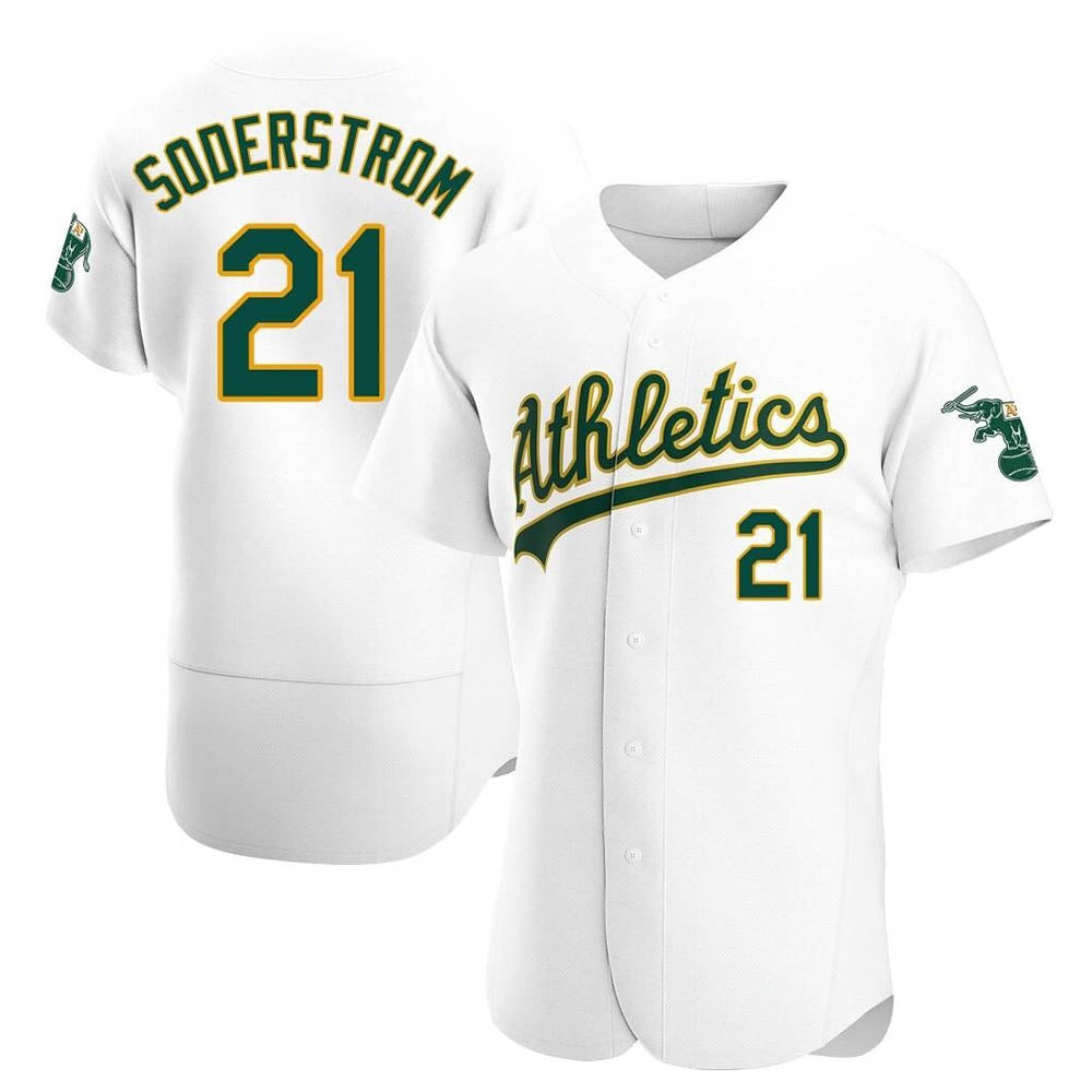 Rebec Athletics #21 Tyler Soderstrom Player White Authentic Home Stitched Jersey