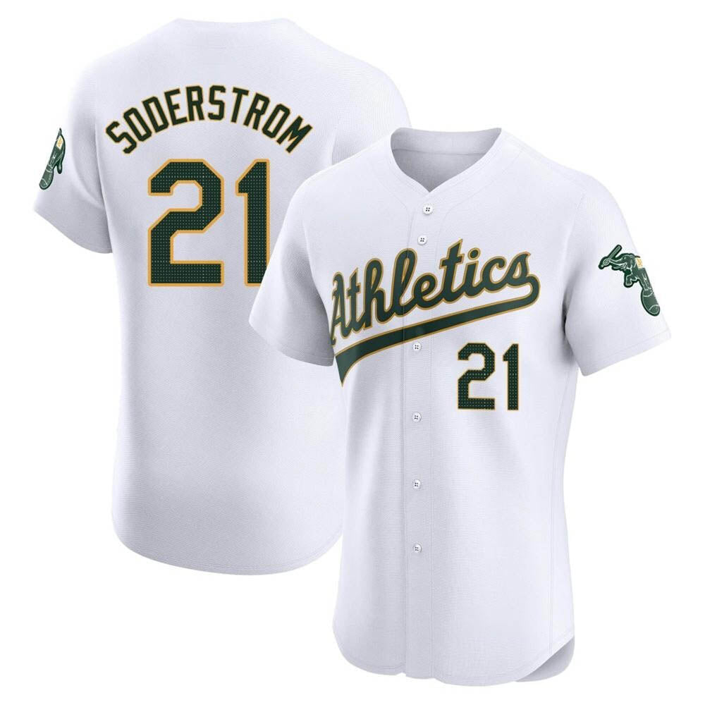 Rebec Athletics #21 Tyler Soderstrom Player White Elite Home Stitched Jersey