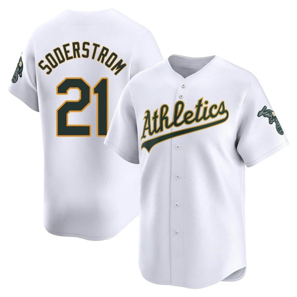 Rebec Athletics #21 Tyler Soderstrom Player White Limited Home Stitched Jersey