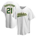 Rebec Athletics #21 Tyler Soderstrom Player White Replica Home Stitched Jersey