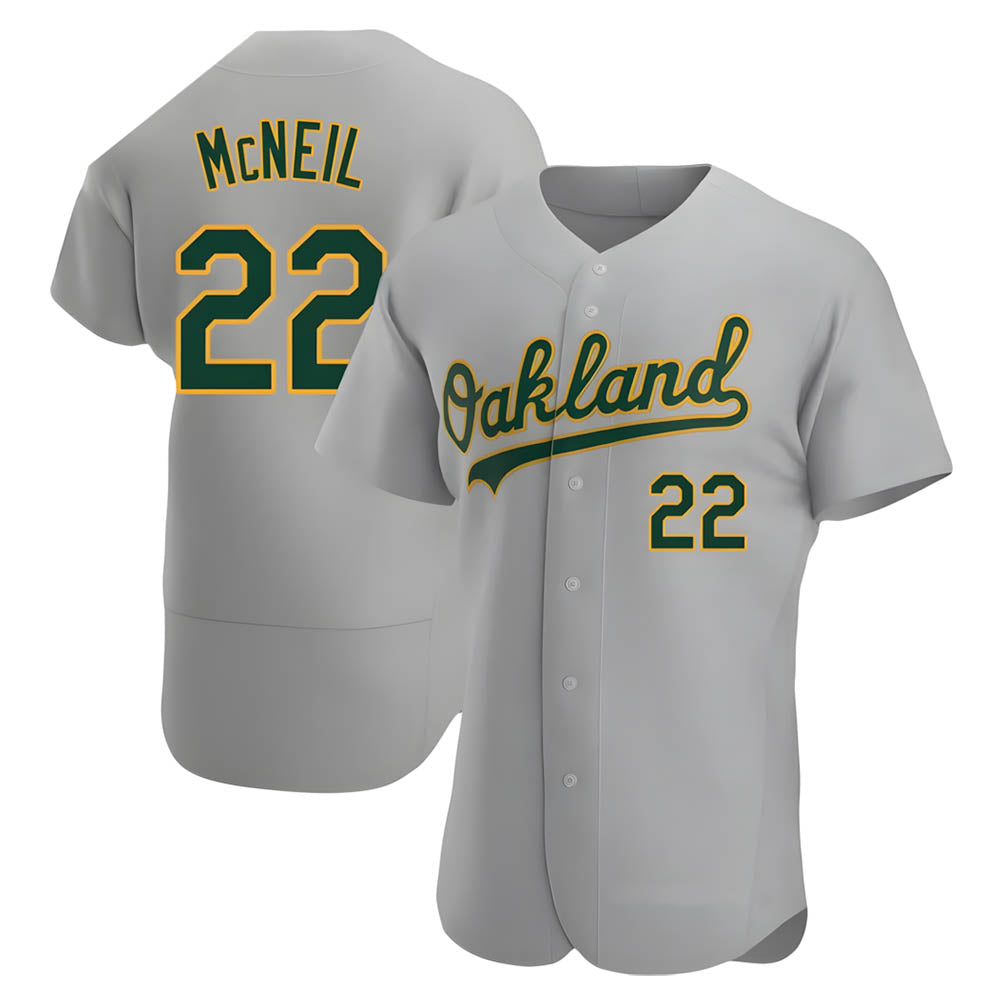 Rebec Athletics #22 Jeff McNeil player Gray Authentic Road Stitched Jersey