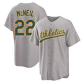Rebec Athletics #22 Jeff McNeil player Gray Replica Away Stitched Jersey