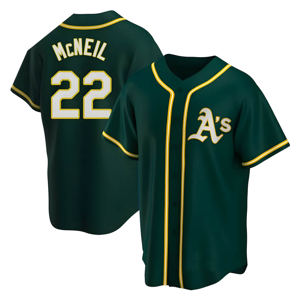 Rebec Athletics #22 Jeff McNeil player Green Replica Alternate Stitched Jersey