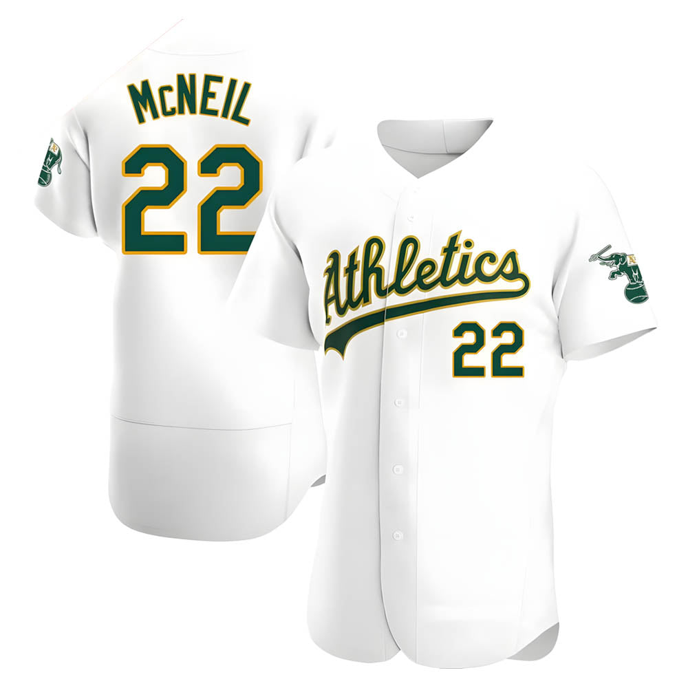 Rebec Athletics #22 Jeff McNeil player White Authentic Home Stitched Jersey